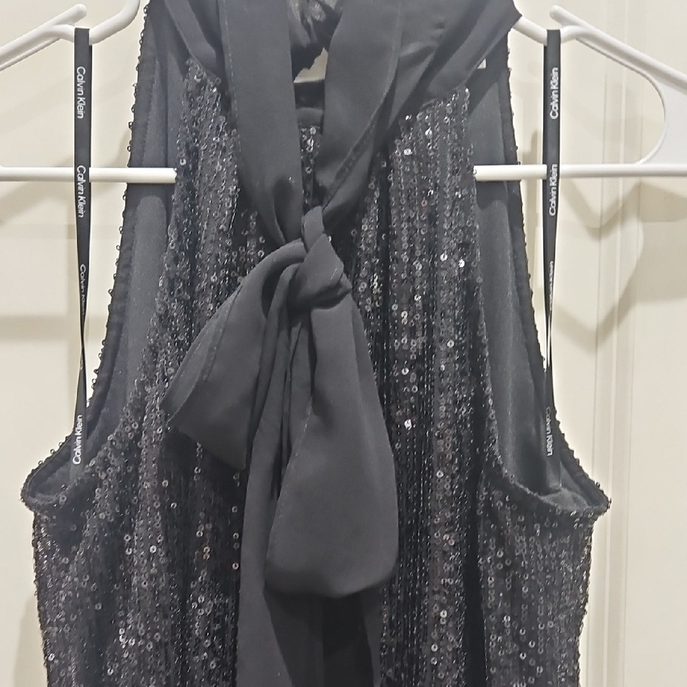 Calvin Klein Black Sequin Halter Top